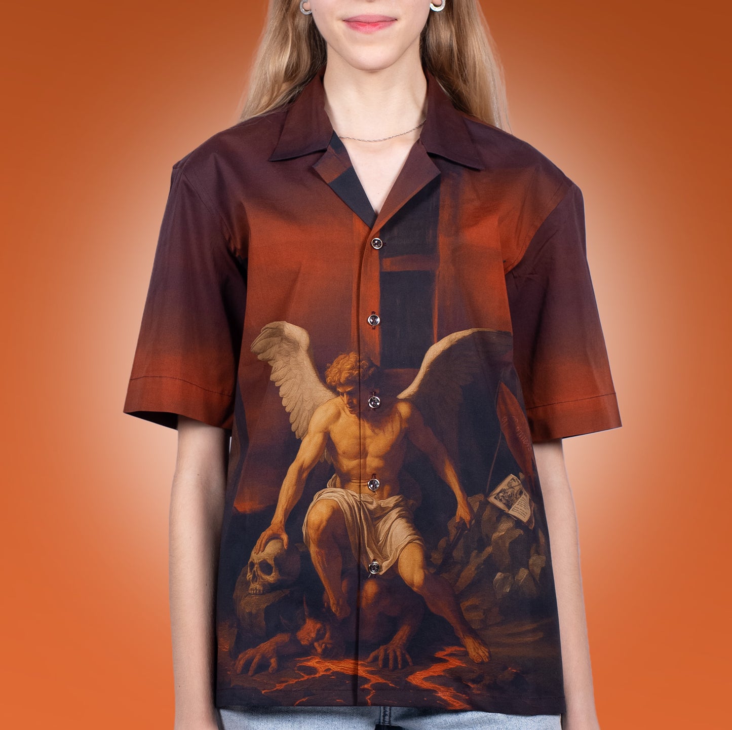 Heaven's Reckoning Oversized Cuban Collar Shirt