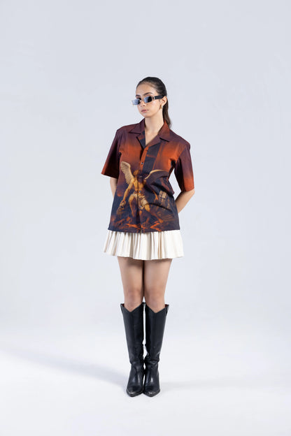 Heaven's Reckoning Oversized Cuban Collar Shirt