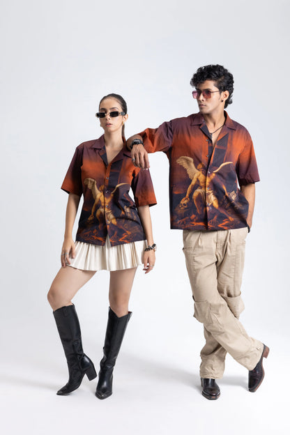 Heaven's Reckoning Oversized Cuban Collar Shirt