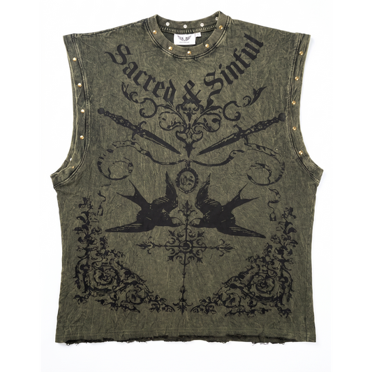 Olive Green Washed Tank
