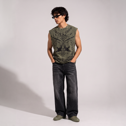 Olive Green Washed Tank