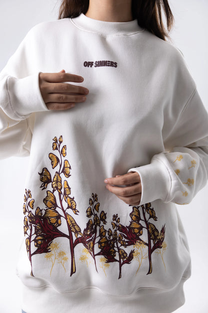 White Sweatshirt - Frost Flower